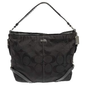 Coach Black Signature Canvas and Patent Leather Katarina Hobo use once